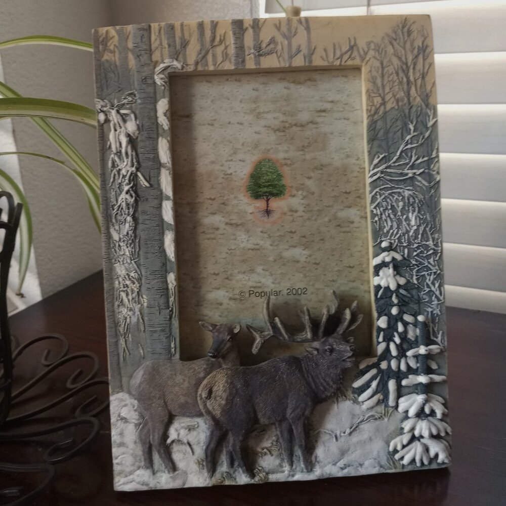 Picture Frame Resin Deer in the Snow